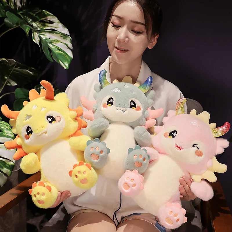 

Cartoon Zodiac Mascot Dragon Plush Toys Soft Stuffed Animal Kawaii Lucky Dragon Plushie Doll Pillow Store Decor Gift