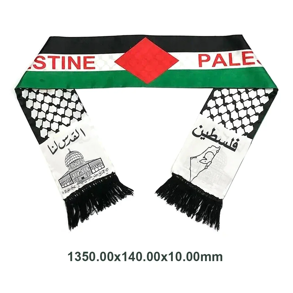 

Palestine Scarf flag 14x130cm double side Scarf Printing Satin Palestinian Flag national day Scarves palestine shawl