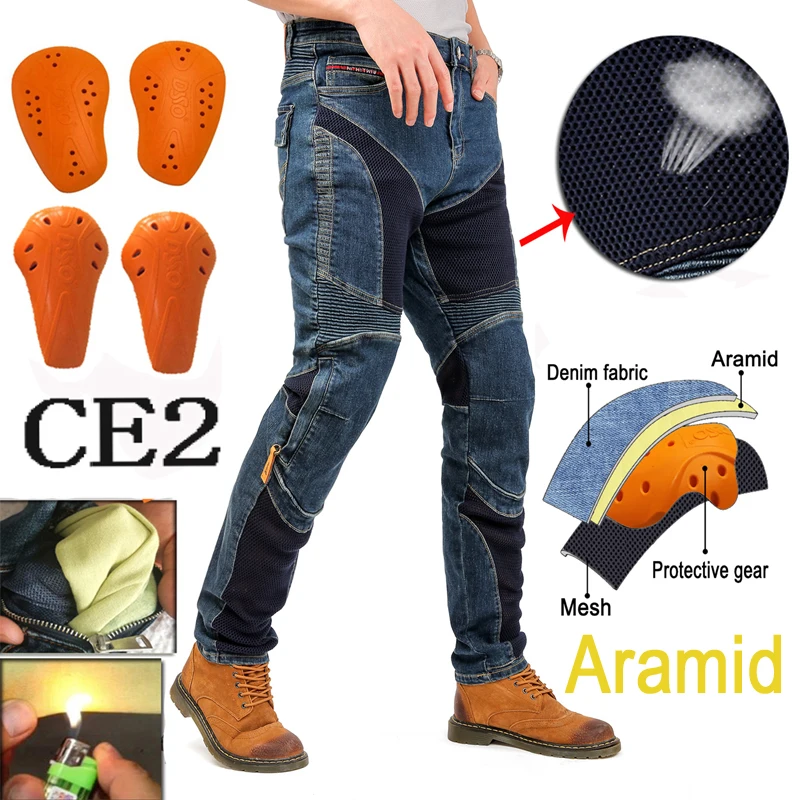 Summer Mesh ventilation Motorcycle Jeans Motocross Pants Moto Jean Breathable Small foot circumference moto Pant
