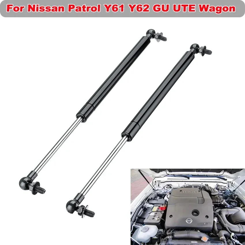 

2PCS Front Bonnet Hood Lift Support Spring Shock Gas Struts Bar For Nissan Patrol Y61 Y62 GU UTE Wagon 1997-2018 Car Tuning