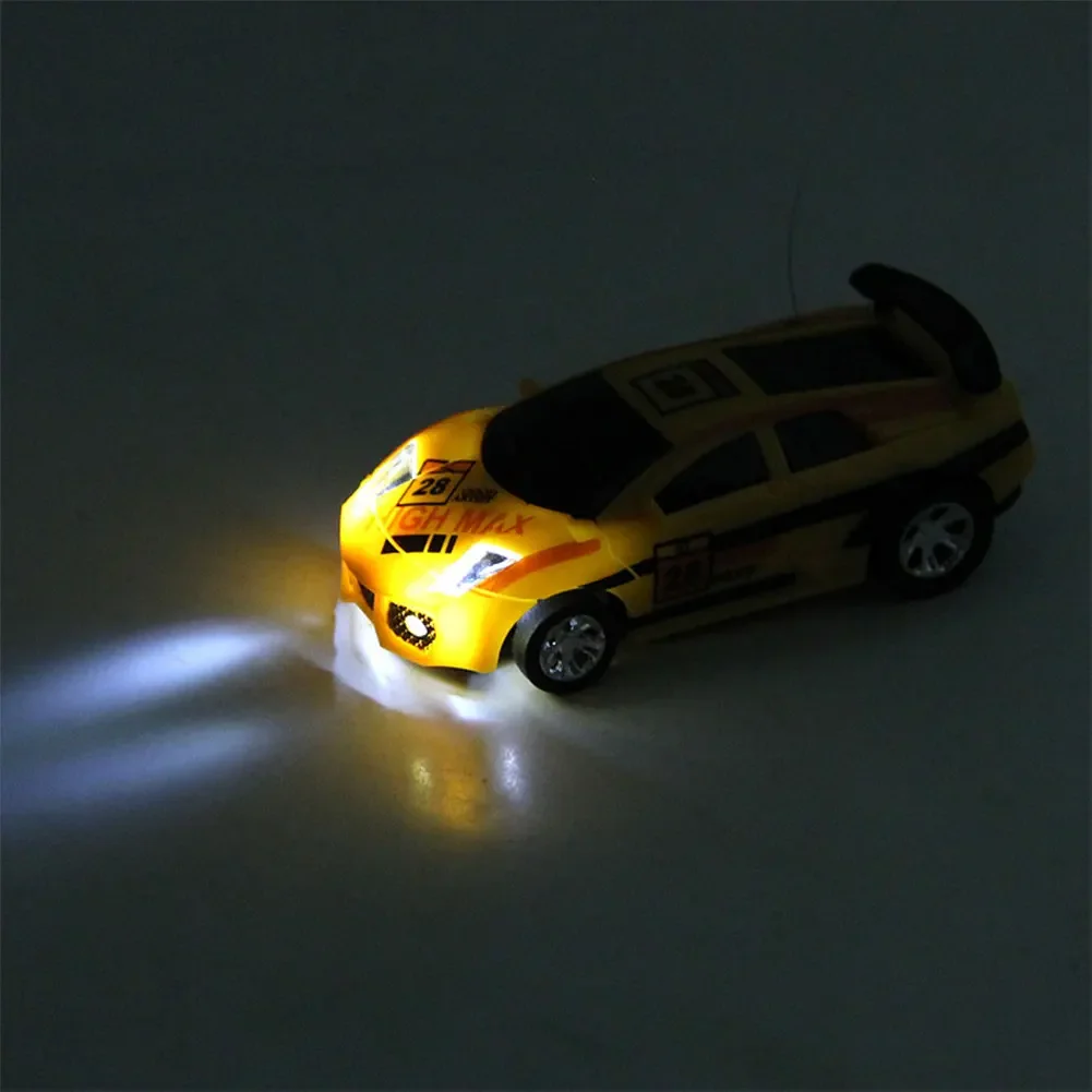 Coke Can Remote Control Car Battery Operated Remote Control Racing Vehicle LED Lights Mini RC Car with Roadblocks Christmas Gift