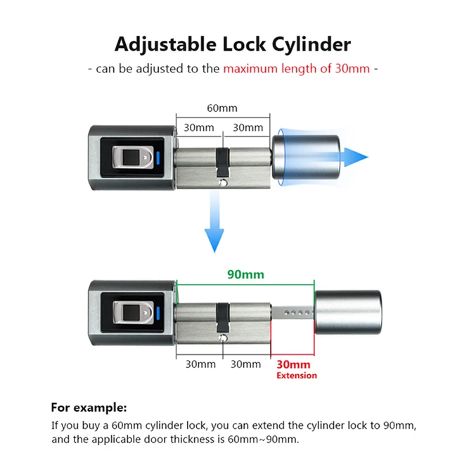 Tuya BLE Smart Electronic Door Lock Bluetooth Remote Control Waterproof Smart Cylinder Fingerprint APP Keys Unlock for Home 5