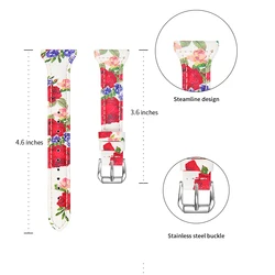 Premium Leather Replacement Bracelet Band - 18mm universal (Red flower)