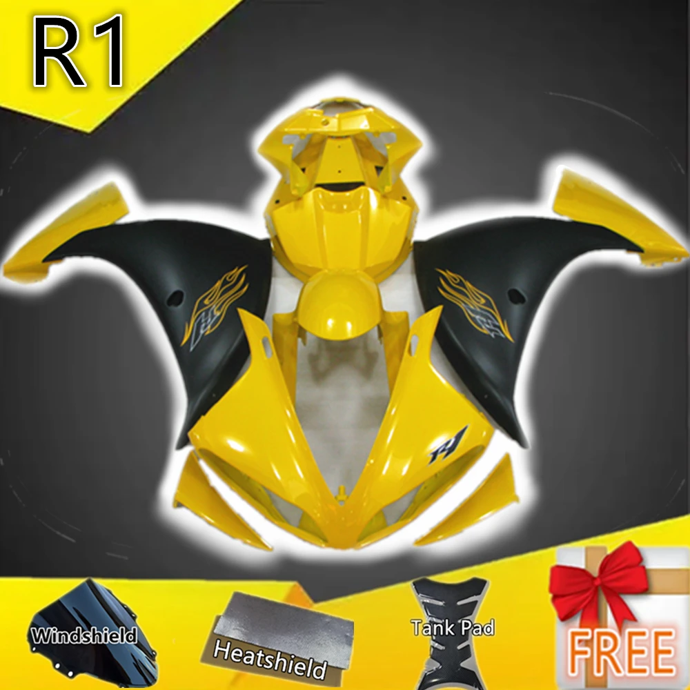 

YZF1000 Yellow ABS Parts Bodywork Injection Cowling Full Fairing Kit Motorcycle Accessories For Yamaha R1 2009 2010 2011 YZF