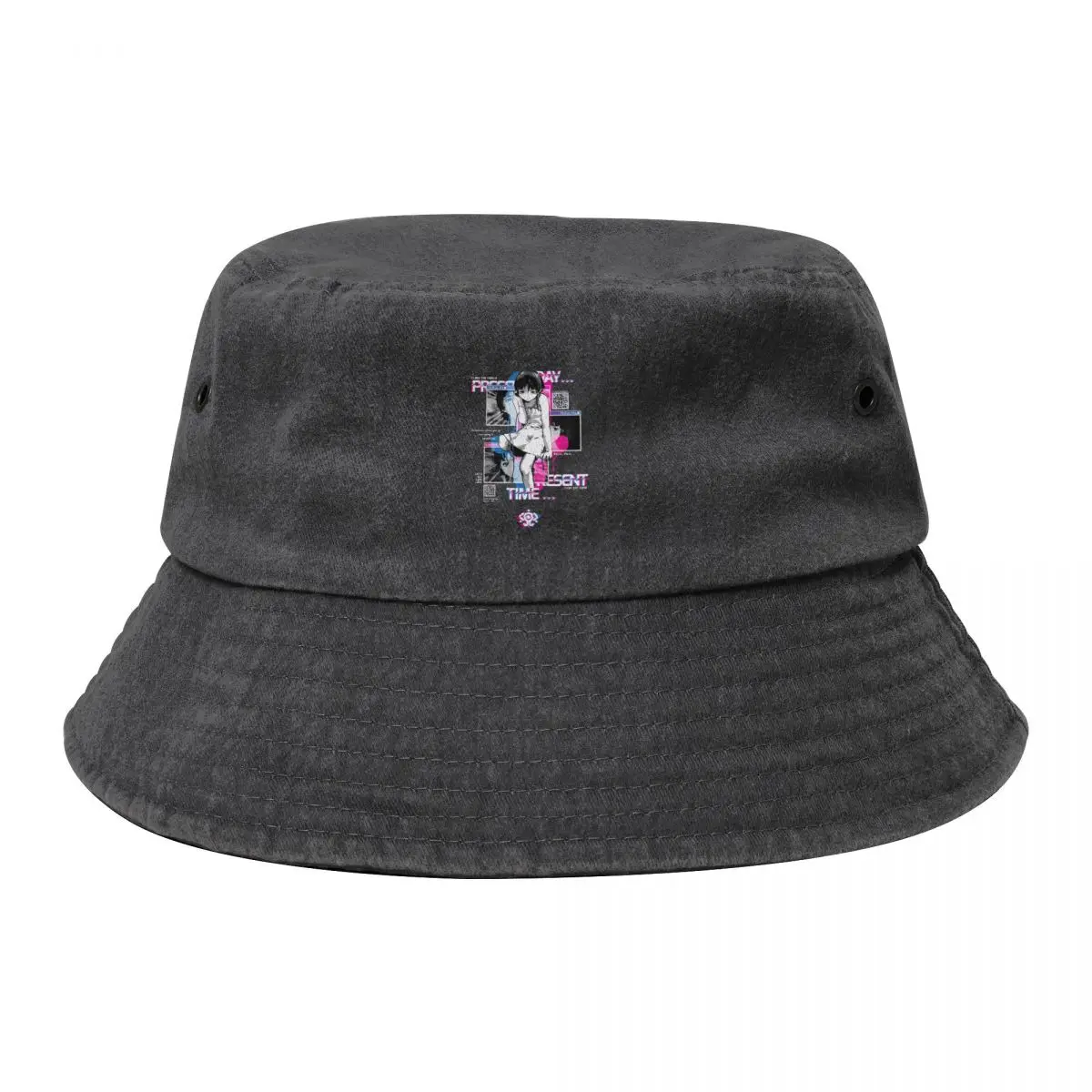 

QR Lain Windows Cowboy Denim Fisherman Hat With Printing