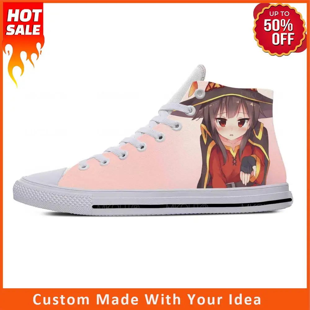 

Hot Japanese Anime Cartoon Manga KonoSuba Megumin Casual Cloth Shoes High Top Lightweight Breathable 3D Print Men Women Sneakers