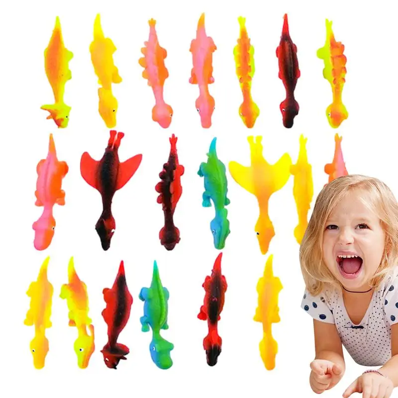  Catapult Launch Dinosaur Fun Tricky Slingshot Elastic Mini Rubber Flying Dinosaur Toys funny playset Dinosaur Finger Slingshot 20pcs set novelty catapulted slingshot toy rubber small people shape flying finger toy slingshot stretchy game toys for children