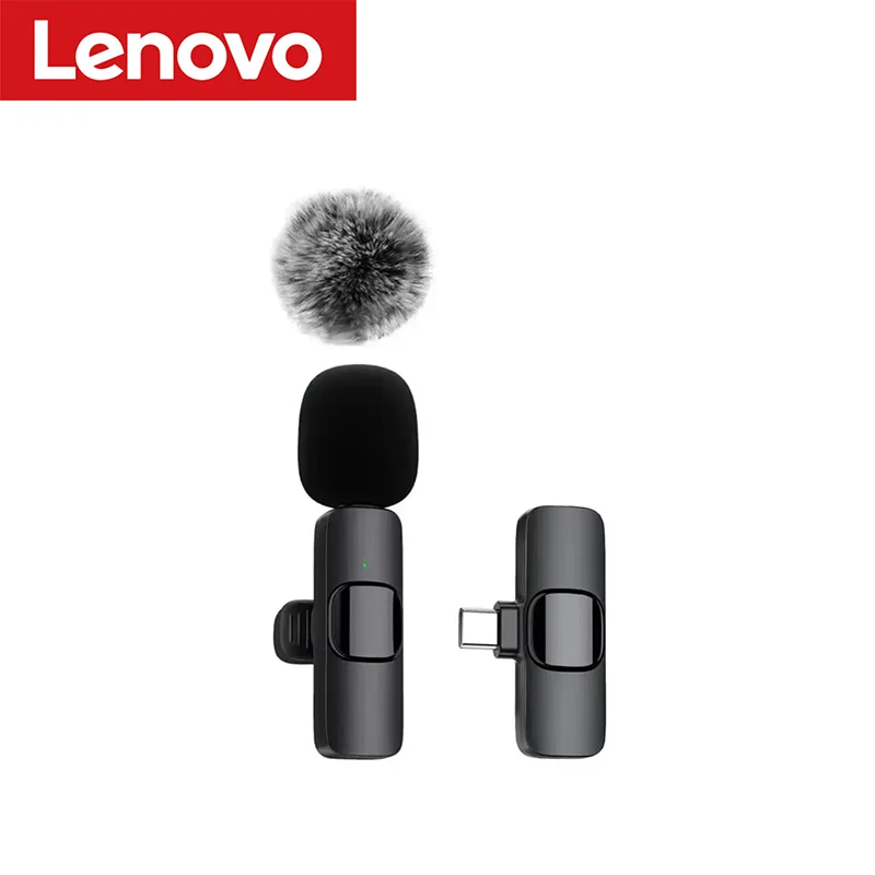 Lenovo Mini micrófono Lavalier inalámbrico portátil para transmisión en vivo, juegos, grabación de Audio y vídeo, iPhone y Android