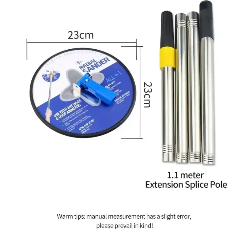 9 Inch Drywall Sander with Extension Pole for Wall Cleaning and Polishing, 360 Circular Radial Sander for Dry Wall & Painting