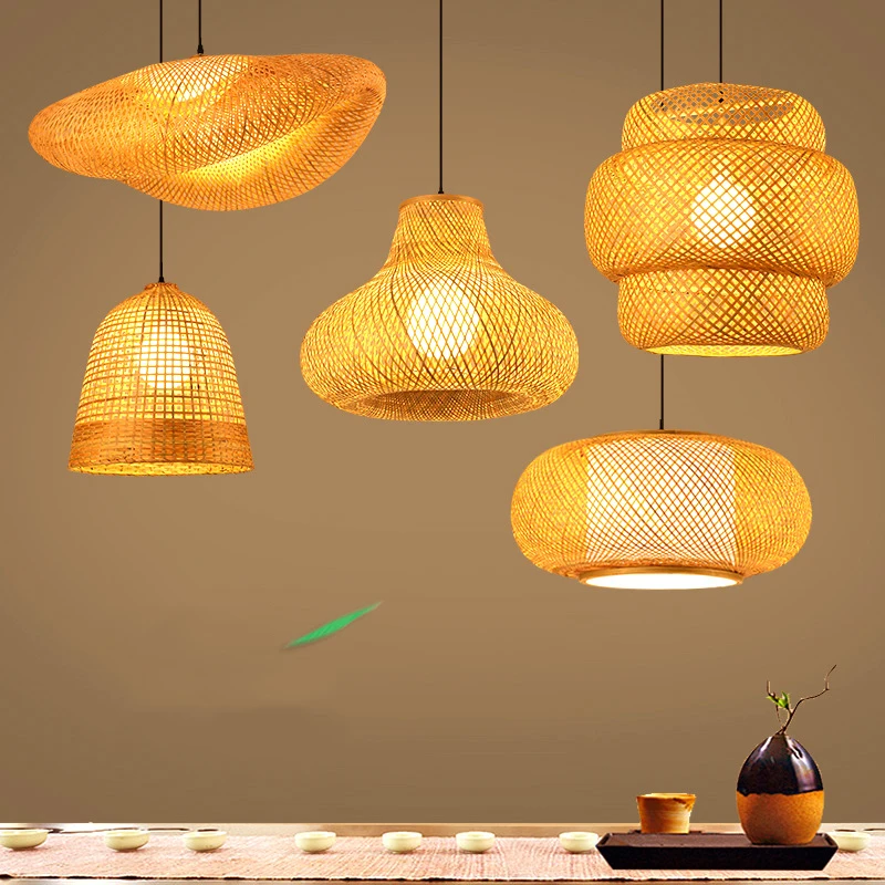 

Rattan Pendant Lights Rattan Wicker Wooden Handmade bamboo light Dining room farmhouse Kitchen island lighting Japanese Lamp