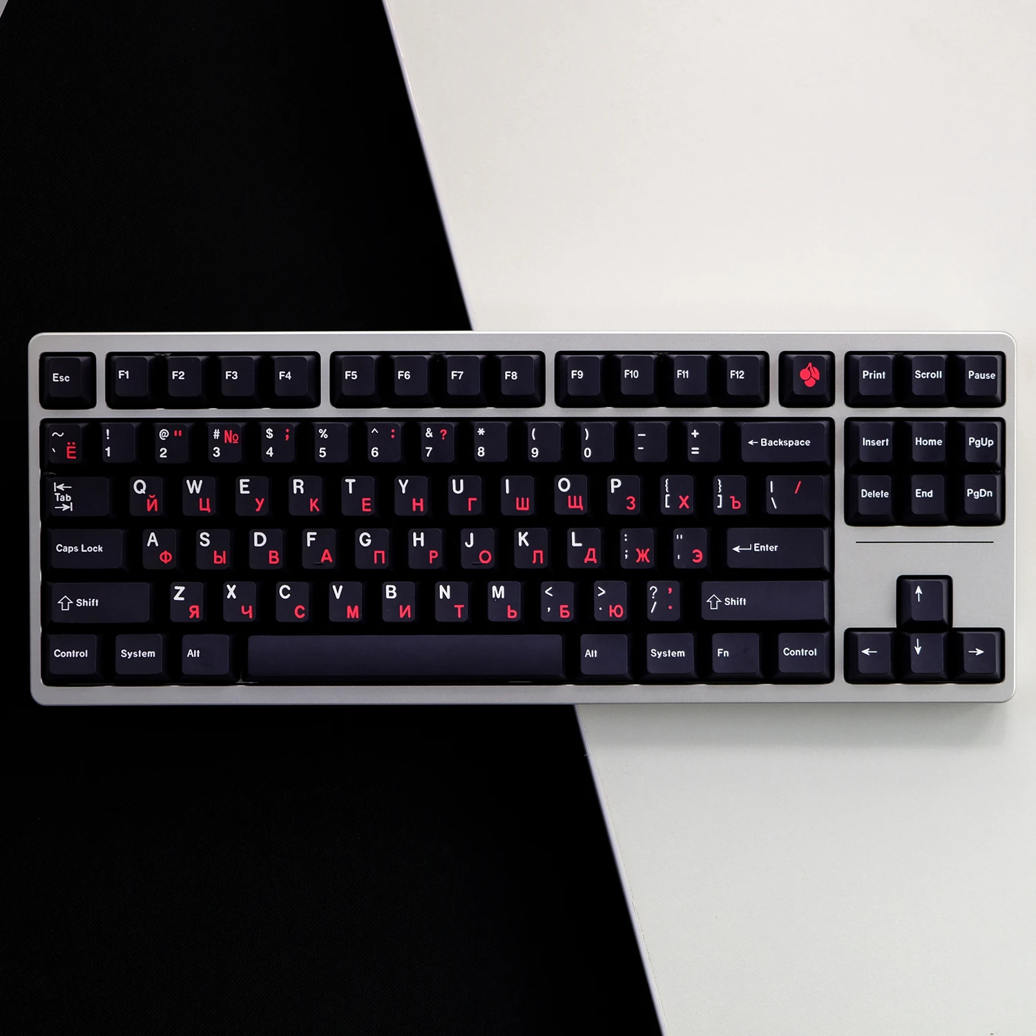 

156 Keys GMK Black Red Russian Keycaps Cherry Profile PBT Dye Sublimation Mechanical Keyboard Keycap For MX Switch ISO enter