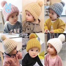 

New Baby Knitted Winter Hat Boys Girls Pompom Cap Crochet Knitted Candy Color Toddler Beanie Cap Infant Kids Children Hairball H