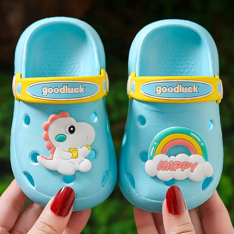 Cute White Dinosaur Garden Clogs Summer Shoes Girls Pink Slides Slippers Rainbow Sandals Children's Shoes New Beach Mules Clogs