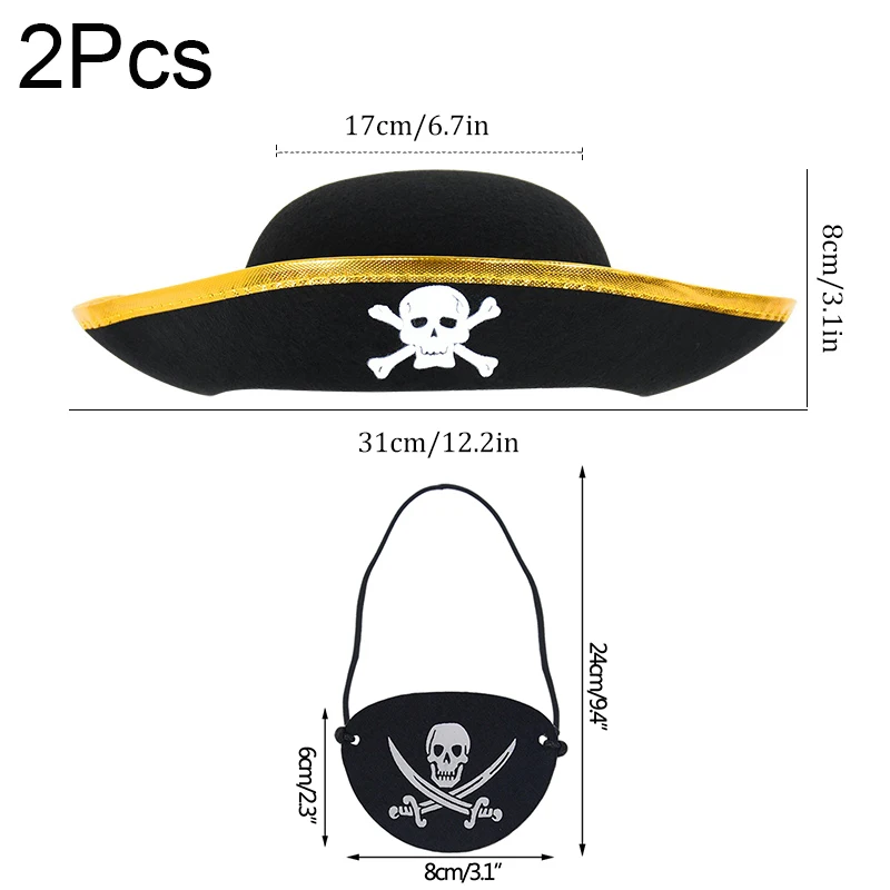 SAIIURV 9 Piezas Accesorios Pirata Para Niño Y Adulto – Sombrero, Parche Y Espada Inflable, Ideal Para Disfraces De Carnaval Y Halloween