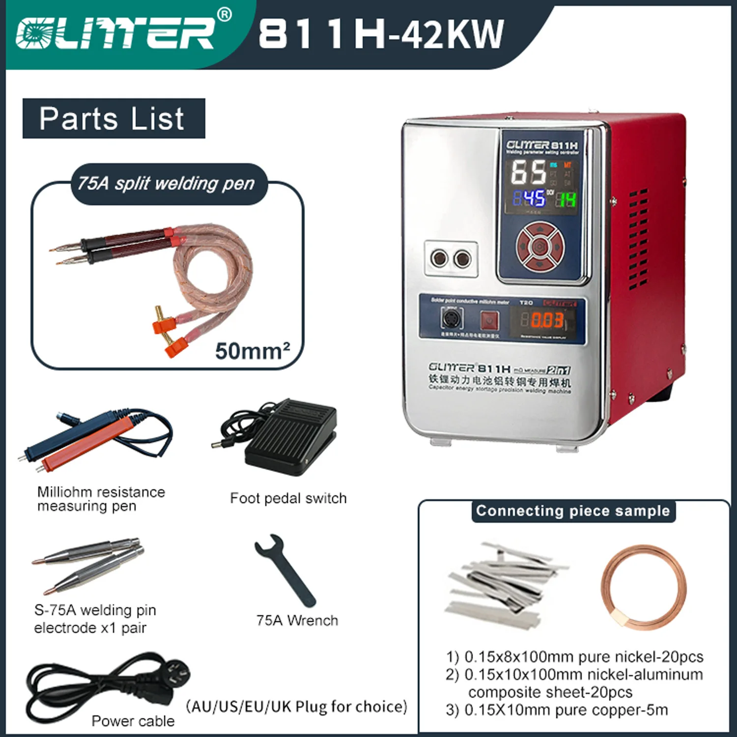 Glitter 811H 811H Battery Aluminum to Copper Battery Spot Welding Machine Large Unit Aluminum to Nickel Welding Equipment