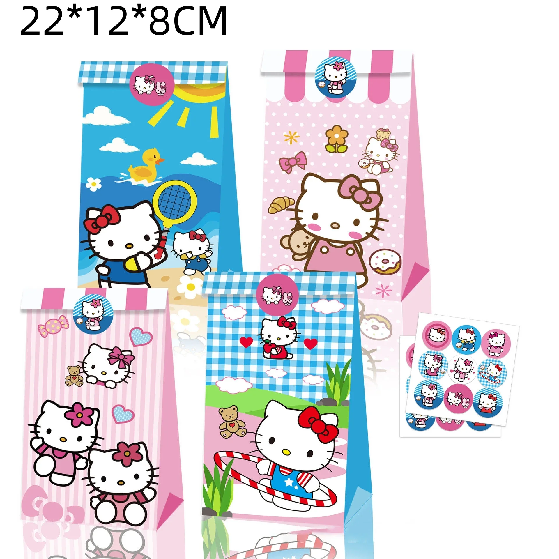 Platos De Papel Hello Kitty - Pack De 8 Unidades, 20 Cm De Diámetro, Diseño Corazones Rosa Y Blanco