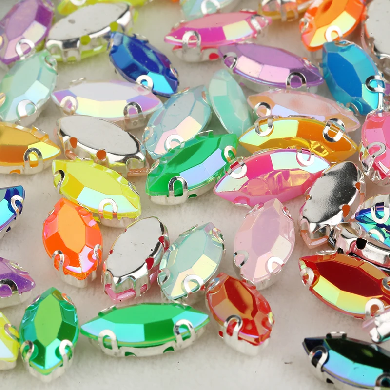 12-Color Acrylic Rhinestone Set with Silver Claw Settings for DIY Wedding Decorations