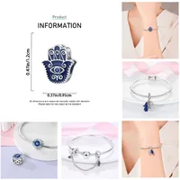 925 فضة عين الشيطان دلايات الزركون الأزرق يد فاطمة الخرز لسوار الأصلي لتقوم بها بنفسك مجوهرات عيون الشر قلادة 2