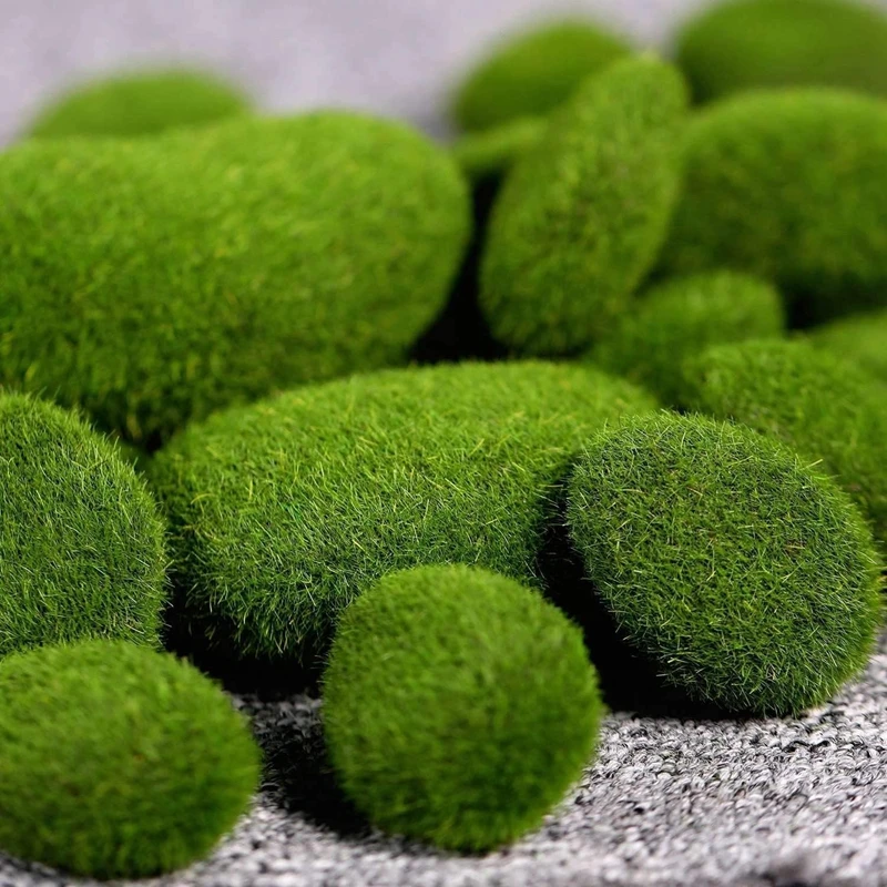 Green Artificial Moss Stone Decoration for Garden Fake Moss Ball Home/Office Wall Plant Panel Yard Paths Flower Pots Stone Decor garden decoration artificial moss rocks