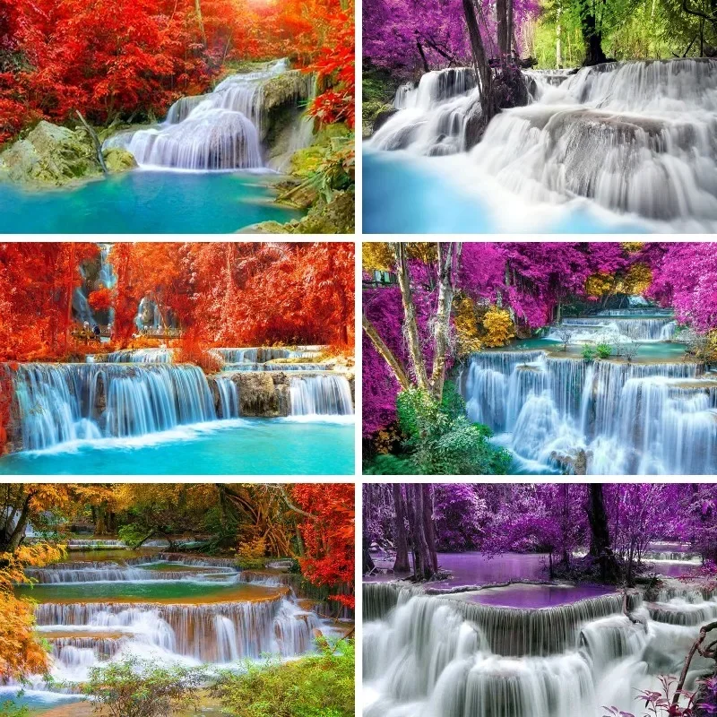 

5d алмазная картина «Водопад», вышивка «сделай сам», полноразмерная круглая мозаика с природным ландшафтом, домашний декор