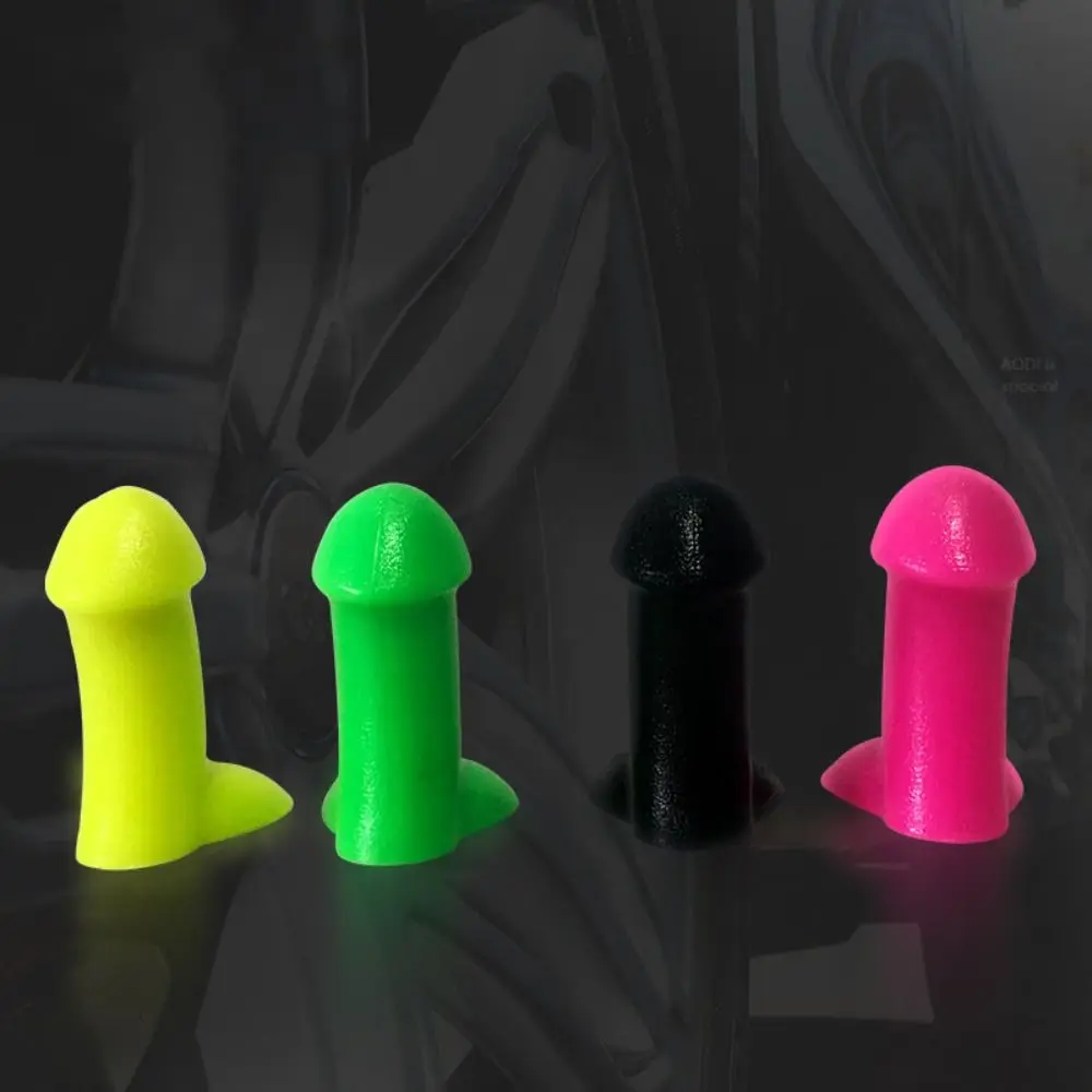 Set of 4 Humorous Novelty Tire Valve Stem Caps - Dust-Proof Prank Accessories