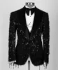 Glitter Sequin Groom Wedding Tuxedo Peaked Lapel Men Suit 3 Pieces Sets Dinner Party Male Prom Blazers Customized Coustome Homme 1