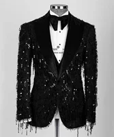Glitter Sequin Groom Wedding Tuxedo Peaked Lapel Men Suit 3 Pieces Sets Dinner Party Male Prom Blazers Customized Coustome Homme 1