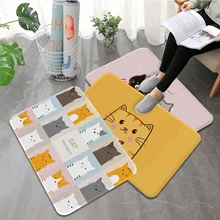 

Cute Kwaii kitty Cats Printed Flannel Floor Mat Bathroom Decor Carpet Non-Slip For Living Room Kitchen welcome Doormat