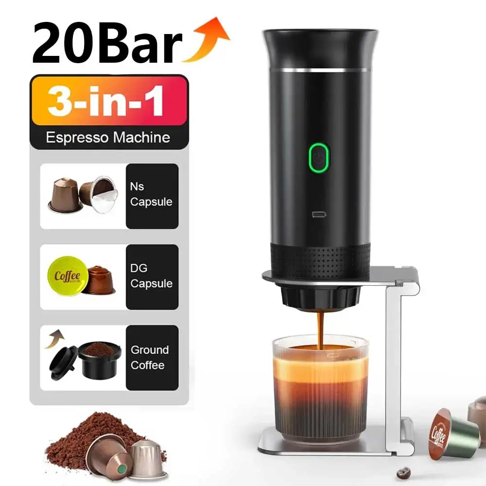 3 in 1 Portable Cordless Espresso Machine espresso coffee maker capsule coffee maker Travel Car and Home Camping Coffee Maker Capsule Powder Coffee Maker Smart Heating