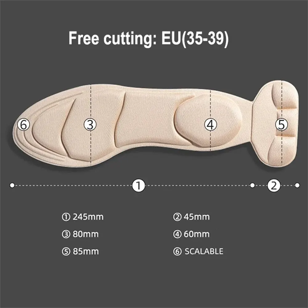 Shoe Insoles Orthopedic Insoles Shoe Heel Pads Memory Foam Women High-heel Shoes Insoles Anti-slip Cutable Comfort Breathable Heel Protection Massage