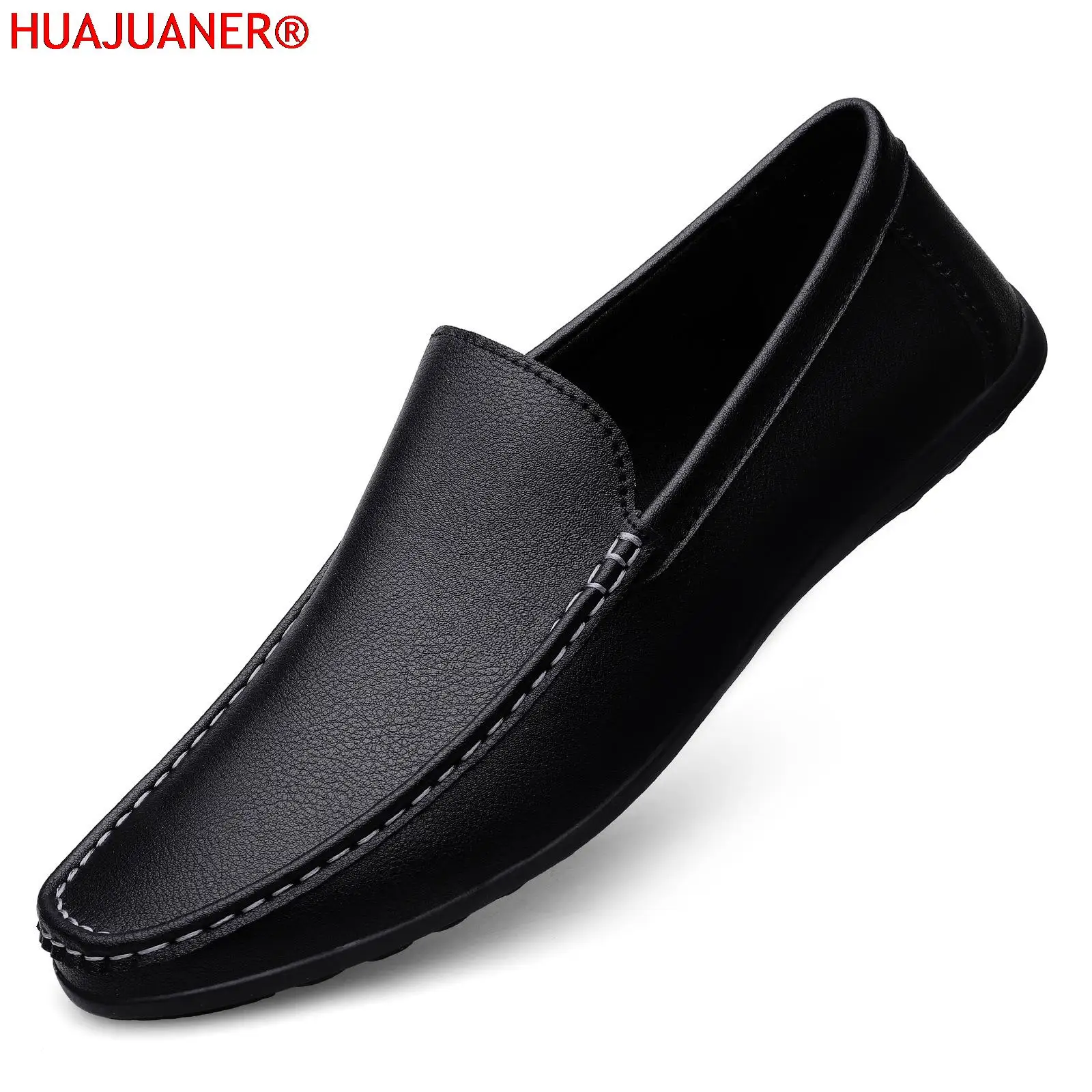 

Black Men Loafers Wedding Dress Driving Footwear Moccasins Man Casual Shoes Leather Slip On Super Lightweight Summer Male Shoes