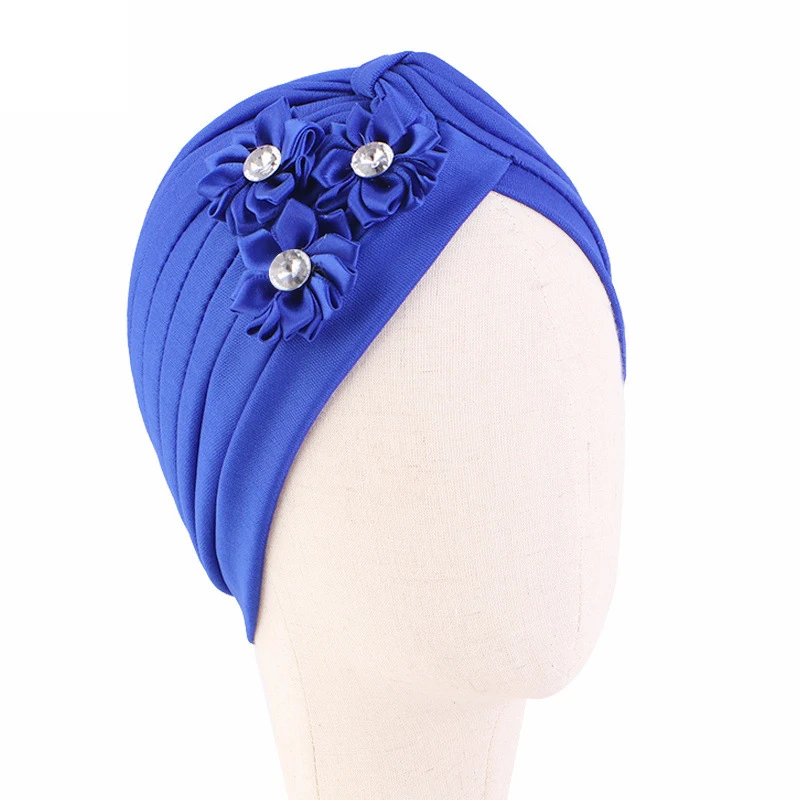 Flower Newborn Baby Kids Girls Muslim Hijab Bonnet Indian Chemo Cap Turban Headwrap Scarf Pleated Beanies Arab Hat Children Caps