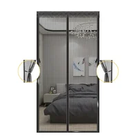 Heavy Duty Magnetic Screen Door Mesh Curtain Mosquito Net Bug Hands Free Partition Mute Striped Door Curtain Bedroom Ventilation
