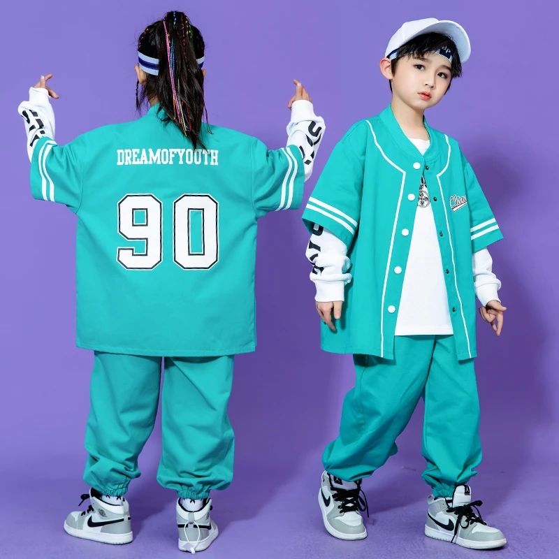 Kid Hip Hop Clothing Stripe Baseball Jersey Cardigan Shirt Top Streetwear Denim  Jeans Pants for Girl Boy Dance Costume Clothes - AliExpress