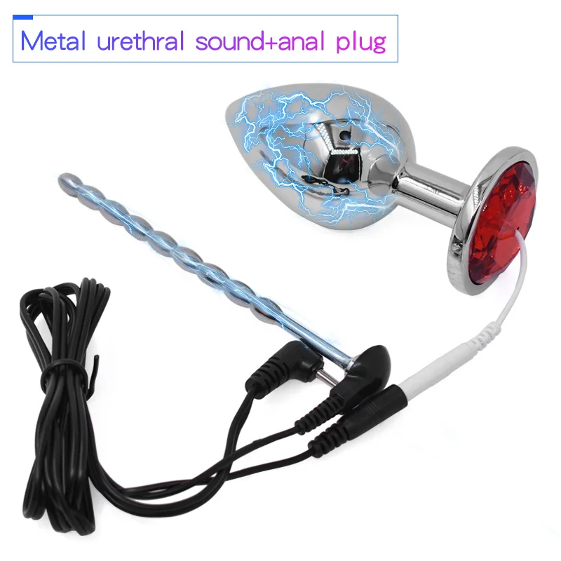 Electro Penis Stimulator Ring Anal Butt Plug for Men Electric Shock Medical Themed Sex Toy BDSM Estim Penis Plug Urethra Dilator electro sex toys electric sex toys penis rings