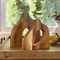 2pcs/set Nordic Wooden Vase Creative Geometric Shape Solid Wood Vase Home Table Decoration Hotel Homestay Vase Decoration 1