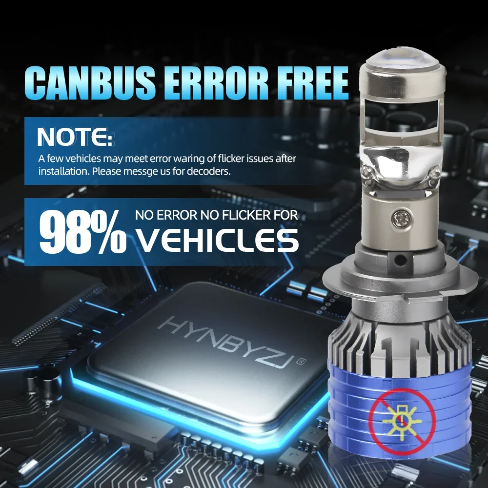 HYNBYZJ 자동차 모터용 LED 헤드라이트 미니 렌즈 프로젝터, H9, H11, 9005 9006, 자동 로우 빔 캔버스 전구, 300W, H7, H4, 12V, 24V