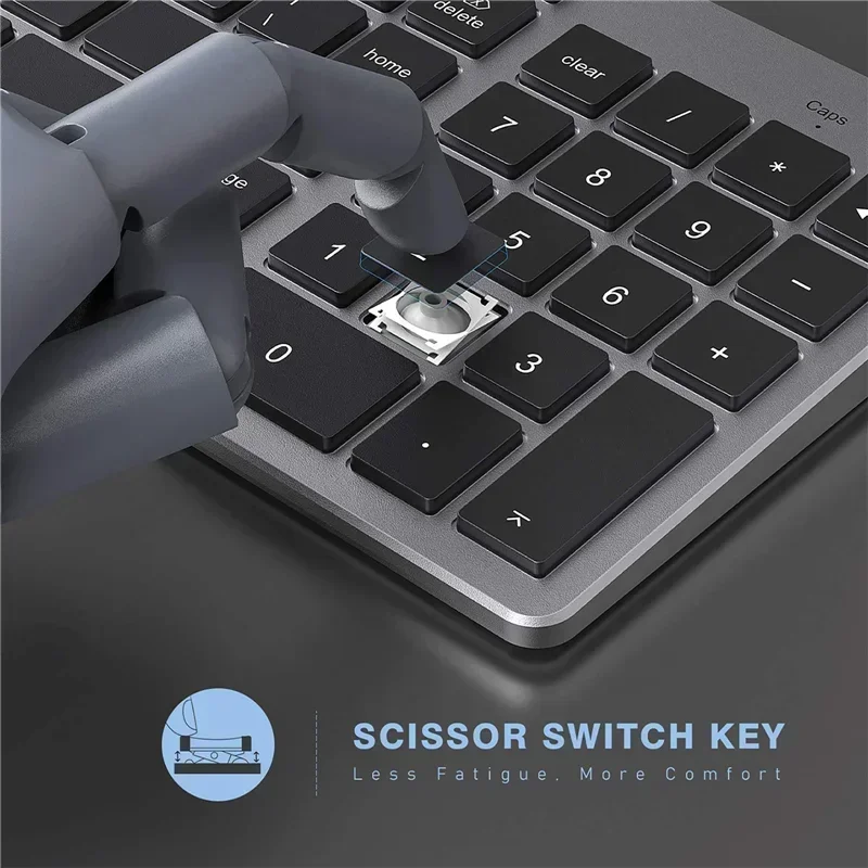 2.4G/블루투스 연결 초슬림 무선 키보드 및 마우스 세트(Mac OS/iOS/iPad MacBook Type-C 마이크로 충전식 키보드)