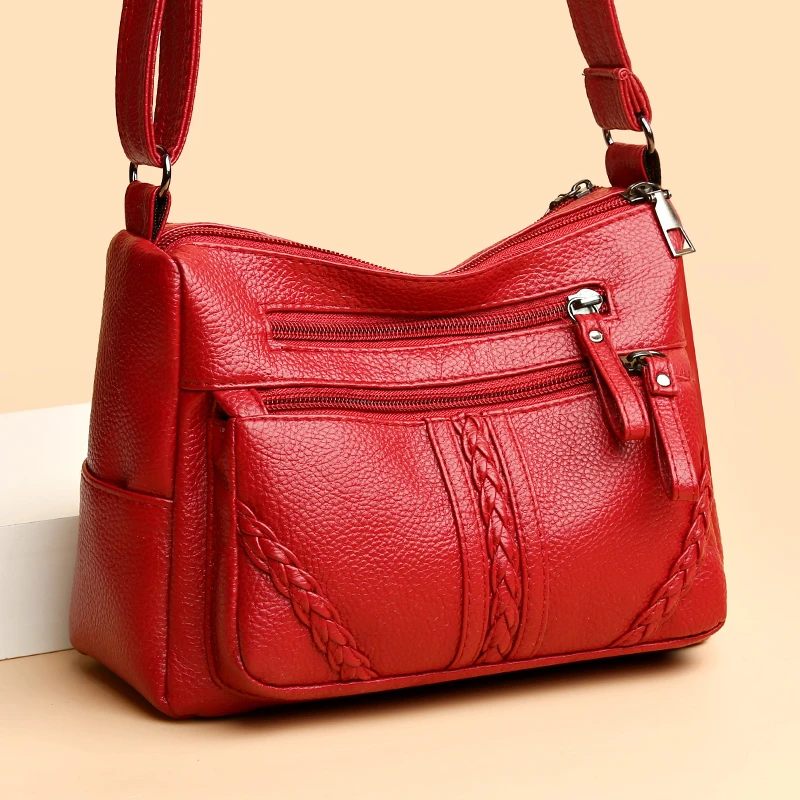 High Quality Women Casual Style Soft Leather Shoulder Bags Work Travel