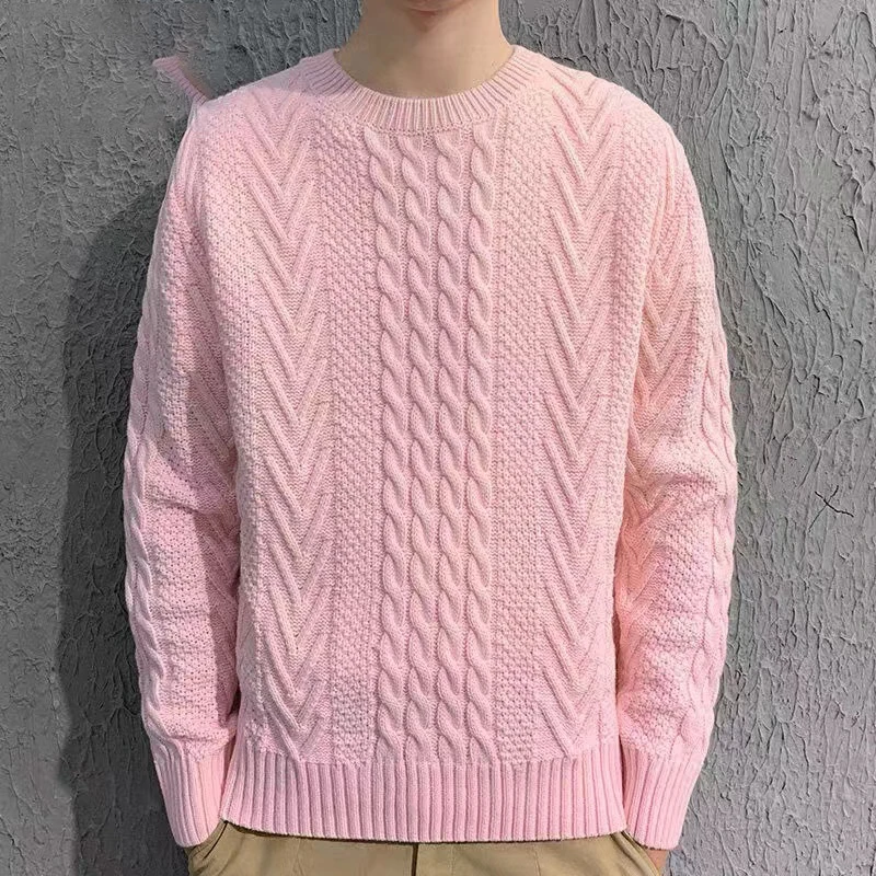 2022 Autumn Winter New Student Men's Versatile Simple Knitted Top Youth Pullover Sweater Casual Fashion Plush Knitted Sweater