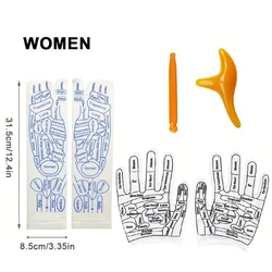 Acupressure Reflexology Massaging Socks - Set of 6 for Foot Relief and Physiotherapy (Women foot x hand)