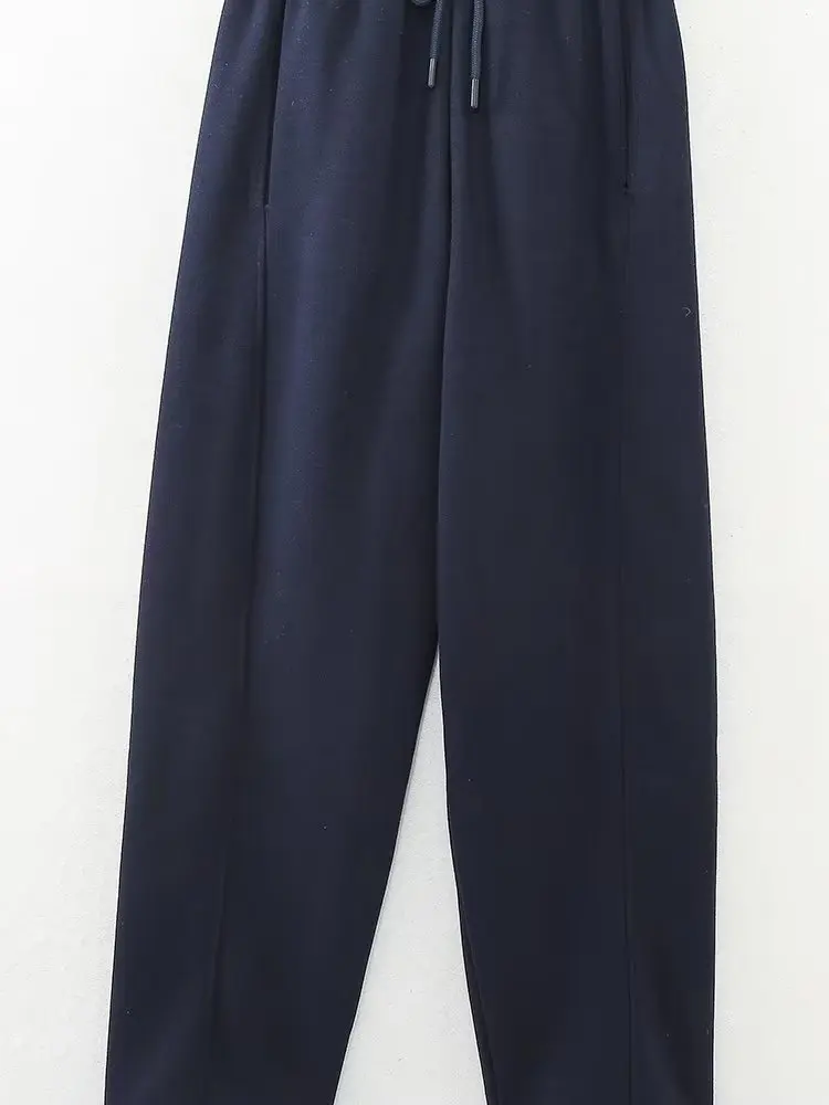 Withered American Retro Street Harem Casual Pants New Fashion Trousers Navy Blue Loose Sweatpants Women