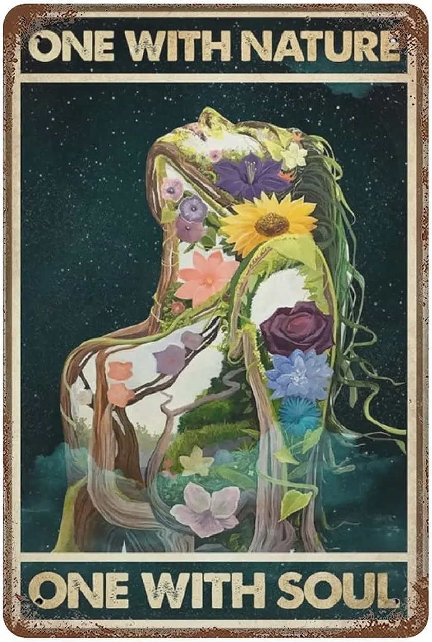 Cartel De Metal Natural Para Ni? Uno Con Natura Uno Con Anima Floreale Ragazza Vintage 12 "X 8"