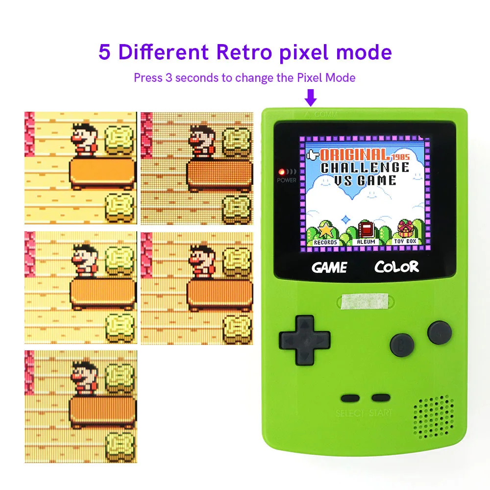 Super OSD Retro Pixel IPS High Light Backlight Brightness Touch Sensor LCD Kit+Pre-cut Shell For Q5 GBC --- discoloration