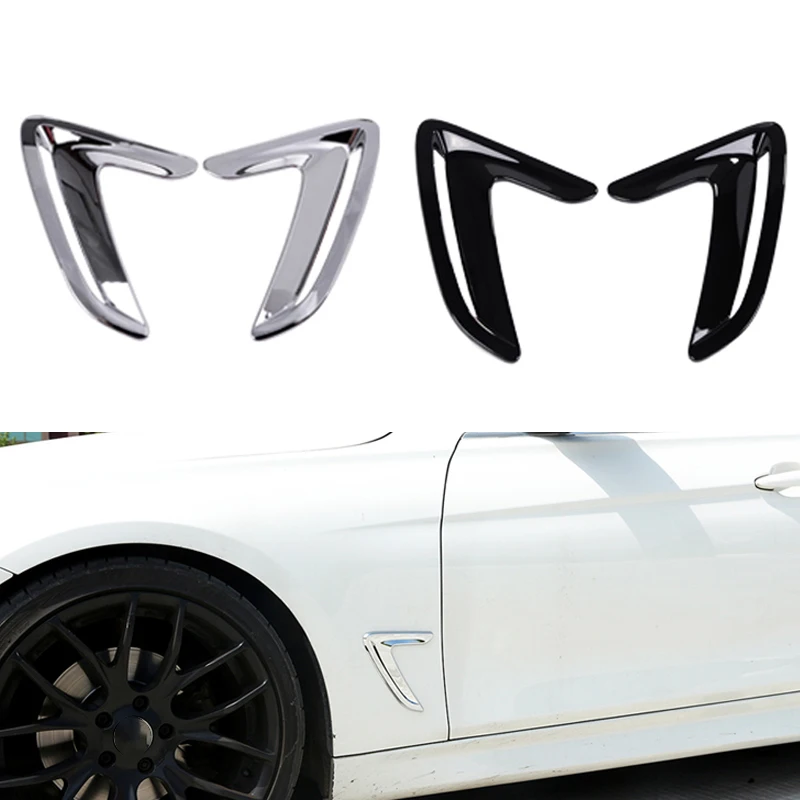 

Carbon Fiber Gloss Black Car Side Vent Air Flow Fender Intake Cover Wheel Front Bumper Sticker For BMW 3 GT F34 2013-2017 ABS