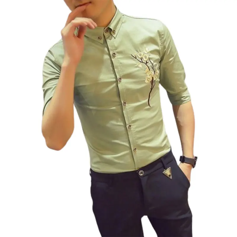 Elegant Fashion Harajuku Slim Fit Ropa Hombre Loose Casual All Match Shirt Pointed Collar Korean Version Short Sleeve Blusa
