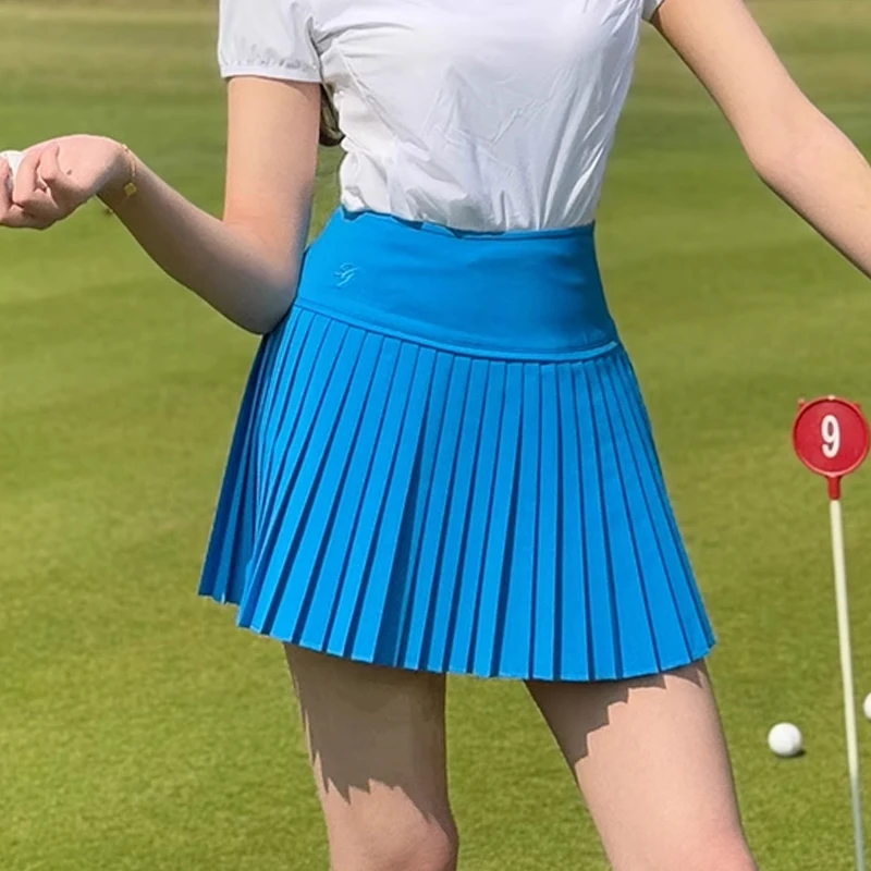 SG new golf tennis pleated skirt ladies breathable quick drying high-waisted skort with safety shorts casual golf clothes