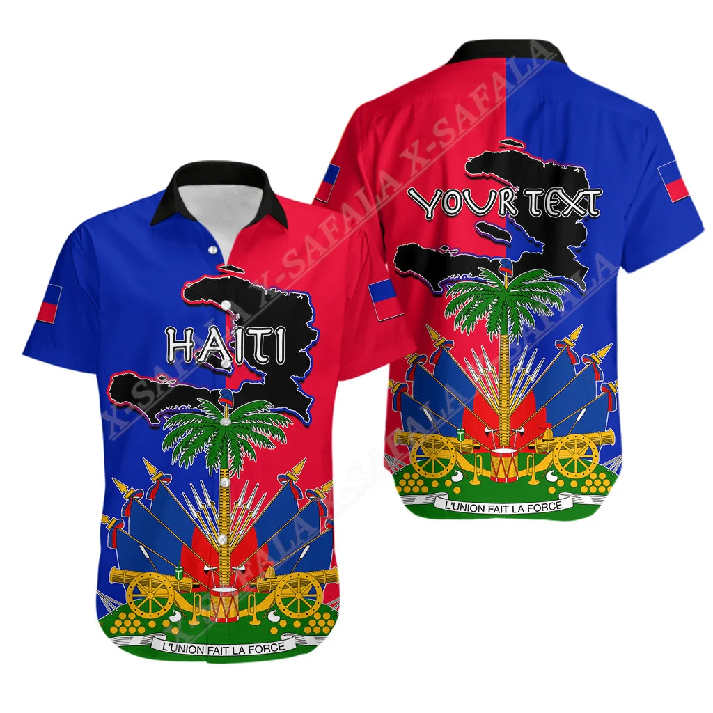 

Proud HAITI Coat Of Arms Flag Style 3D Print Men Hawaiian Beach Shirt High Quality Button Fashion Short Sleeve Tops