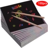 100/5 Piece DIY Rainbow Magic Sticky Notes Set Kids Black Scratch Art Craft Kits Pad Drawing Template Painting Toys 1
