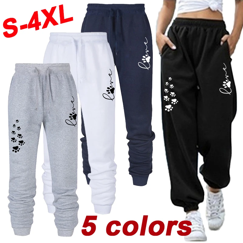 Classic Women's Pants Loose Cotton Pants Fashion Cat Claw Printed Pants Jogging Pants Casual Sports Pants S-4XL